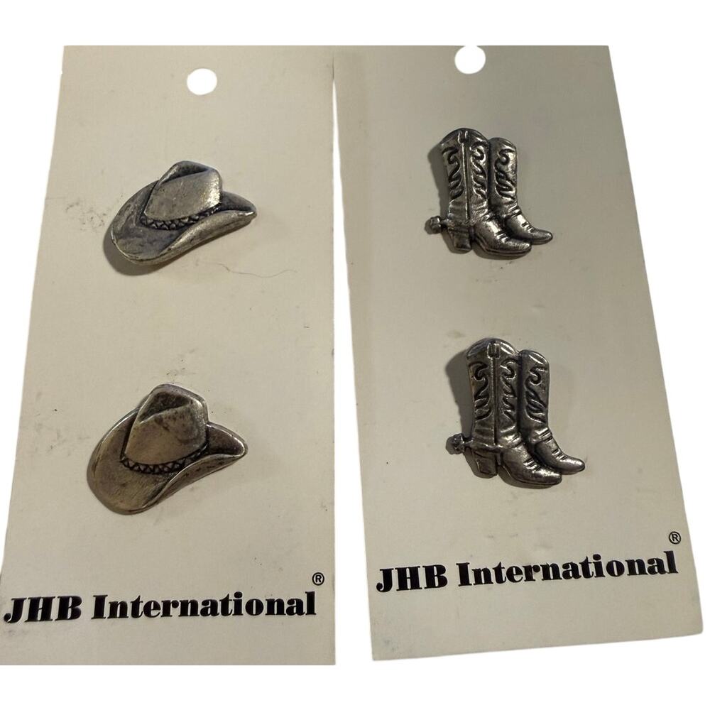 JHB International Vintage Western Cowboy Hat & Boots Shank Buttons, NWT